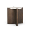 Round Accent Table with Wood Base and Marble Top