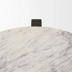 Round Accent Table with Wood Base and Marble Top