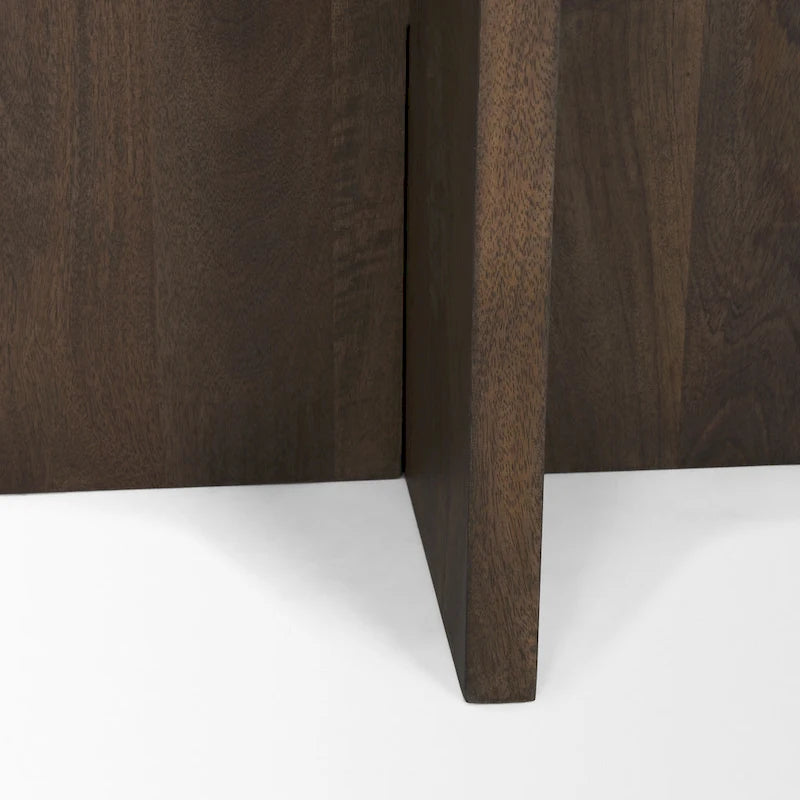 Round Accent Table with Wood Base and Marble Top