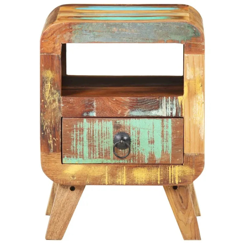 Wooden Bedside Cabinet with Drawer and Solid Wood Legs - 11.8 x 11.8 x 16.1 in