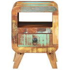 Wooden Bedside Cabinet with Drawer and Solid Wood Legs - 11.8 x 11.8 x 16.1 in