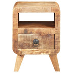 Wooden Bedside Cabinet with Drawer and Solid Wood Legs - 11.8 x 11.8 x 16.1 in