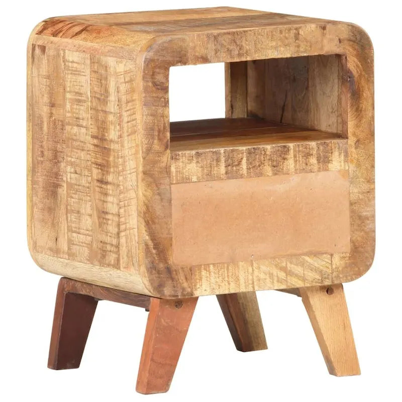 Wooden Bedside Cabinet with Drawer and Solid Wood Legs - 11.8 x 11.8 x 16.1 in