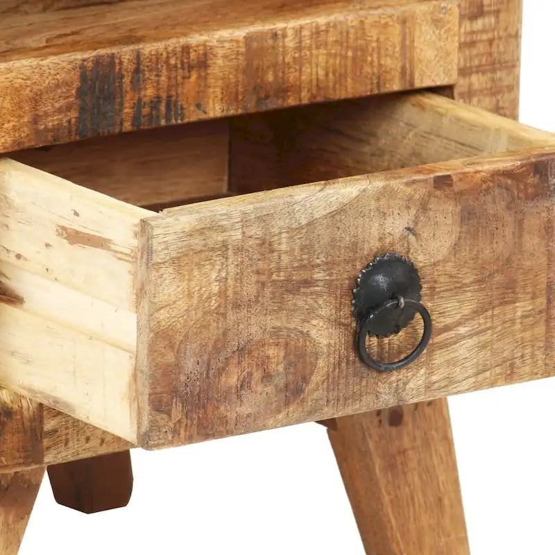Wooden Bedside Cabinet with Drawer and Solid Wood Legs - 11.8 x 11.8 x 16.1 in