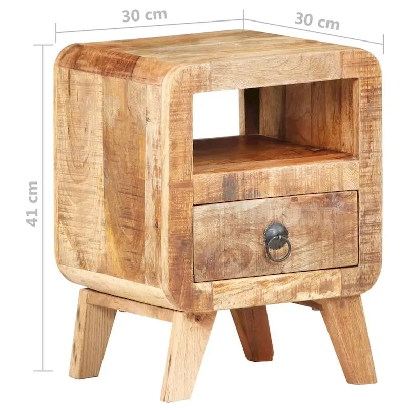 Wooden Bedside Cabinet with Drawer and Solid Wood Legs - 11.8 x 11.8 x 16.1 in
