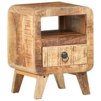 Wooden Bedside Cabinet with Drawer and Solid Wood Legs - 11.8 x 11.8 x 16.1 in