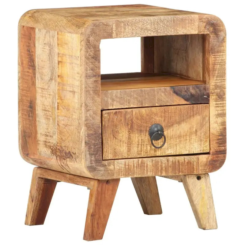 Wooden Bedside Cabinet with Drawer and Solid Wood Legs - 11.8 x 11.8 x 16.1 in