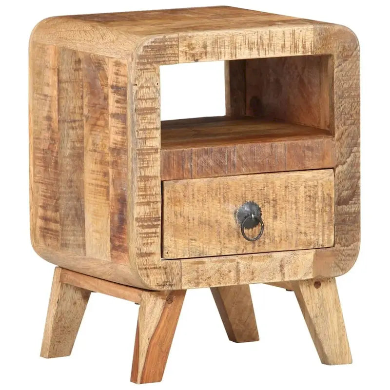 Wooden Bedside Cabinet with Drawer and Solid Wood Legs - 11.8 x 11.8 x 16.1 in