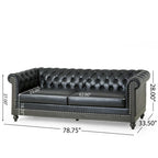 3-osobowa sofa ze skóry ekologicznej z drewnianą ramą i nogami