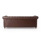 3-osobowa sofa ze skóry ekologicznej z drewnianą ramą i nogami
