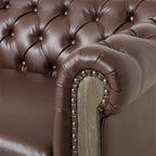 3-osobowa sofa ze skóry ekologicznej z drewnianą ramą i nogami