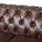 3-osobowa sofa ze skóry ekologicznej z drewnianą ramą i nogami
