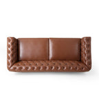 3-osobowa sofa ze skóry ekologicznej z drewnianą ramą i nogami