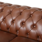 3-osobowa sofa ze skóry ekologicznej z drewnianą ramą i nogami