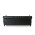 3-osobowa sofa ze skóry ekologicznej z drewnianą ramą i nogami