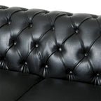 3-osobowa sofa ze skóry ekologicznej z drewnianą ramą i nogami