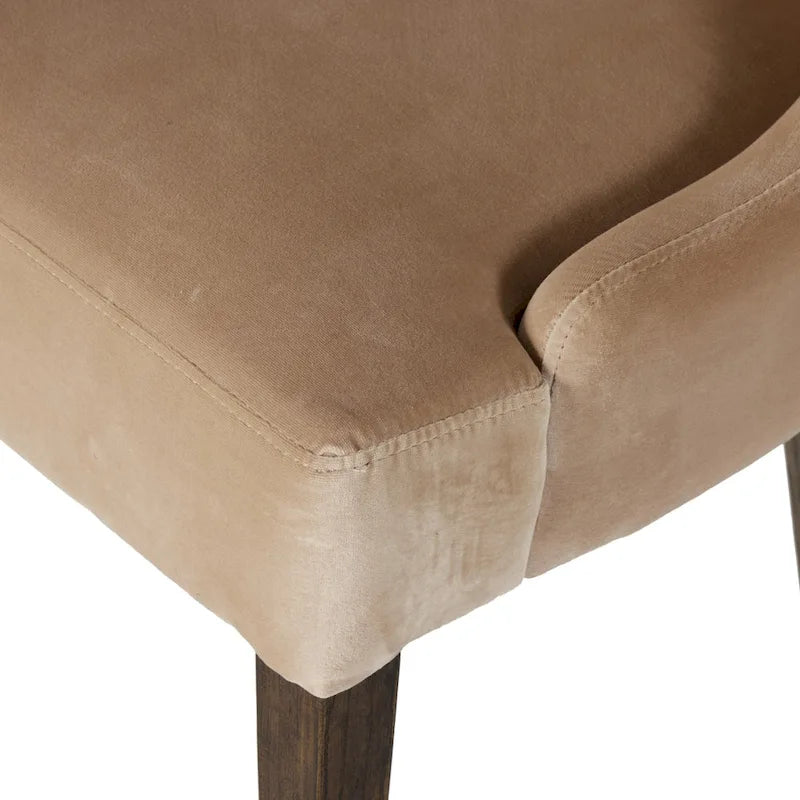 Quinn Dining Bench with Taupe Upholstery and Solid Wood Legs