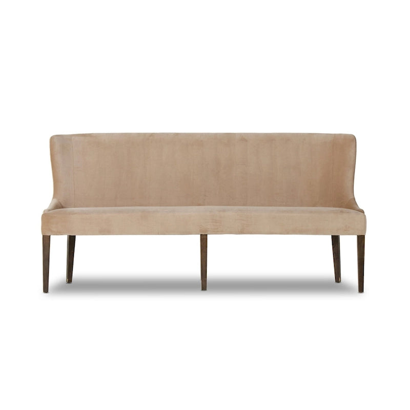 Quinn Dining Bench with Taupe Upholstery and Solid Wood Legs