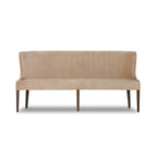 Quinn Dining Bench with Taupe Upholstery and Solid Wood Legs