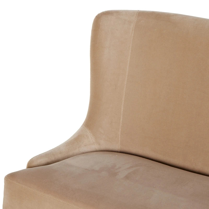 Quinn Dining Bench with Taupe Upholstery and Solid Wood Legs