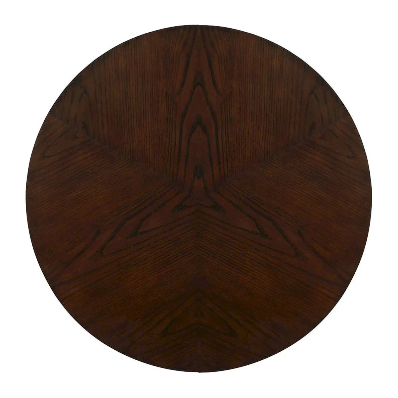 32-Inch Round Wood Coffee Table with Solid Rubber Wood Legs
