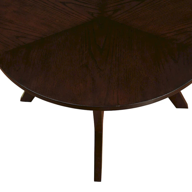 32-Inch Round Wood Coffee Table with Solid Rubber Wood Legs