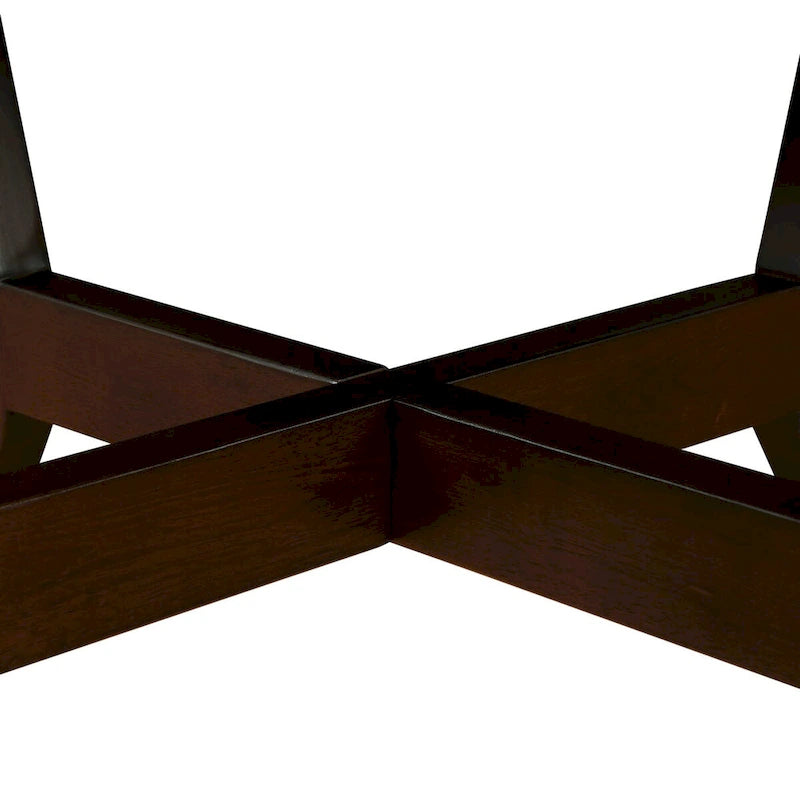 32-Inch Round Wood Coffee Table with Solid Rubber Wood Legs