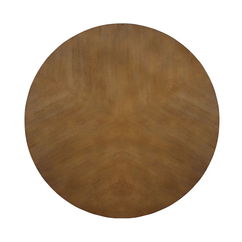 32-Inch Round Wood Coffee Table with Solid Rubber Wood Legs