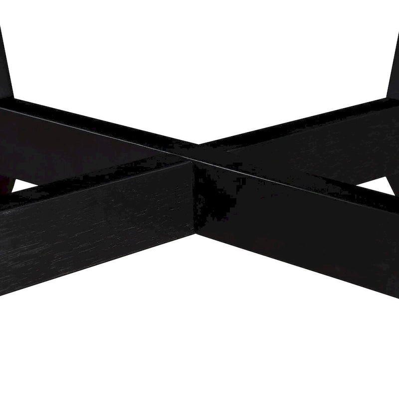 32-Inch Round Wood Coffee Table with Solid Rubber Wood Legs