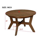 32-Inch Round Wood Coffee Table with Solid Rubber Wood Legs