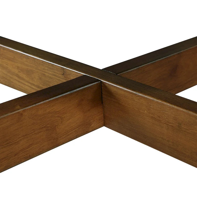 32-Inch Round Wood Coffee Table with Solid Rubber Wood Legs