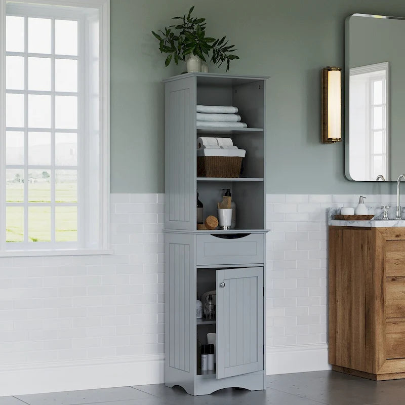 Hoches Badezimmerschrank mit Schublade und Regalböden