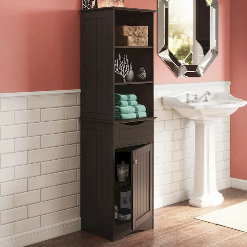 Hoches Badezimmerschrank mit Schublade und Regalböden
