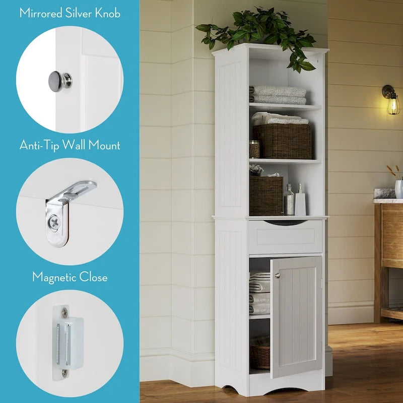 Hoches Badezimmerschrank mit Schublade und Regalböden