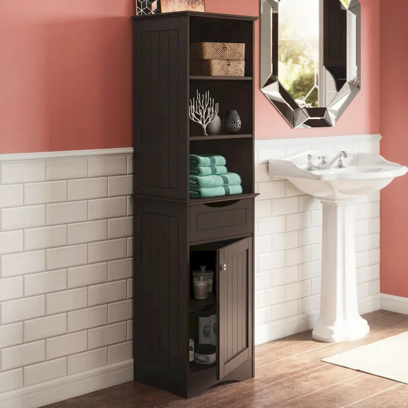 Hoches Badezimmerschrank mit Schublade und Regalböden