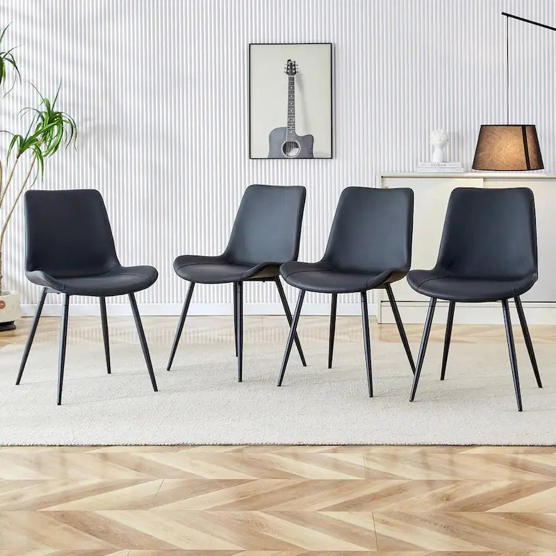 Faux Leather Dining Chair with Metal Legs