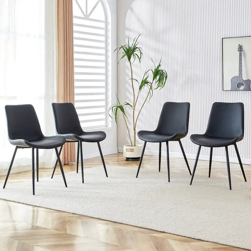 Faux Leather Dining Chair with Metal Legs