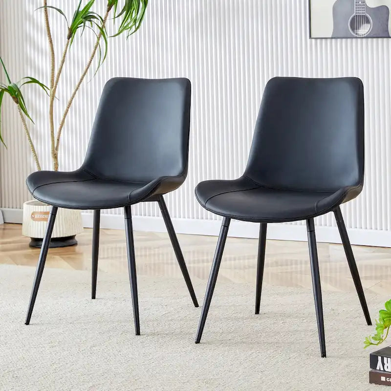 Faux Leather Dining Chair with Metal Legs