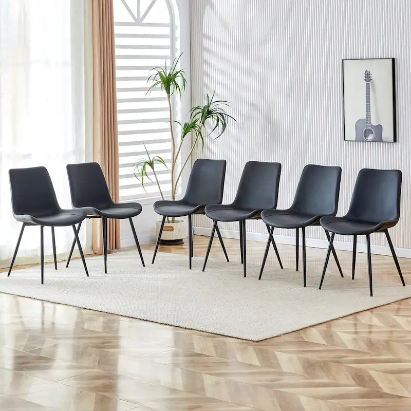 Faux Leather Dining Chair with Metal Legs