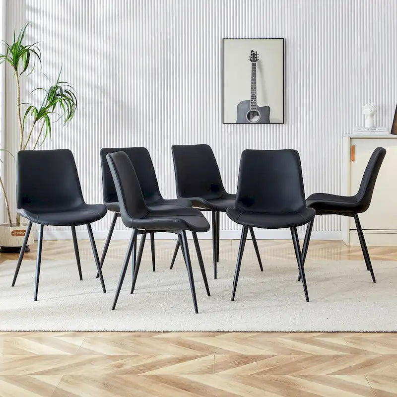 Faux Leather Dining Chair with Metal Legs