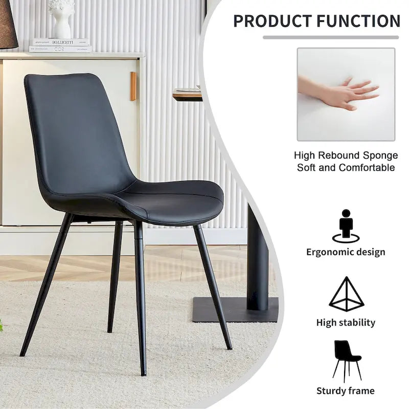 Faux Leather Dining Chair with Metal Legs