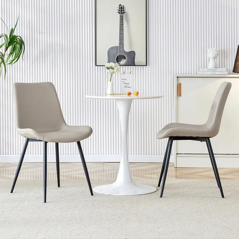 Faux Leather Dining Chair with Metal Legs