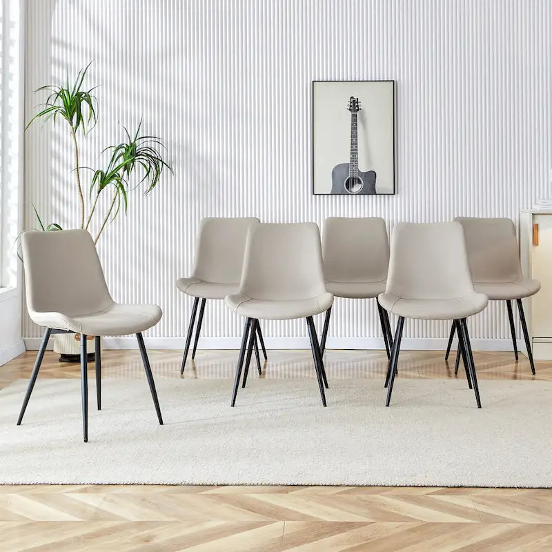 Faux Leather Dining Chair with Metal Legs